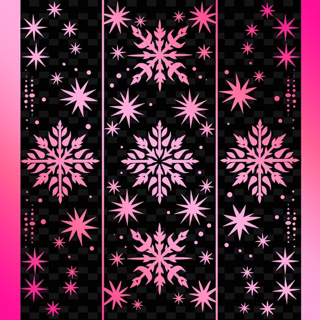 PSD czarne i różowe tło z płatkami śniegu i różowymi płatkami śnegu