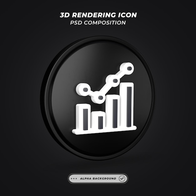 Czarno-biała ikona statystyki w renderowaniu 3D