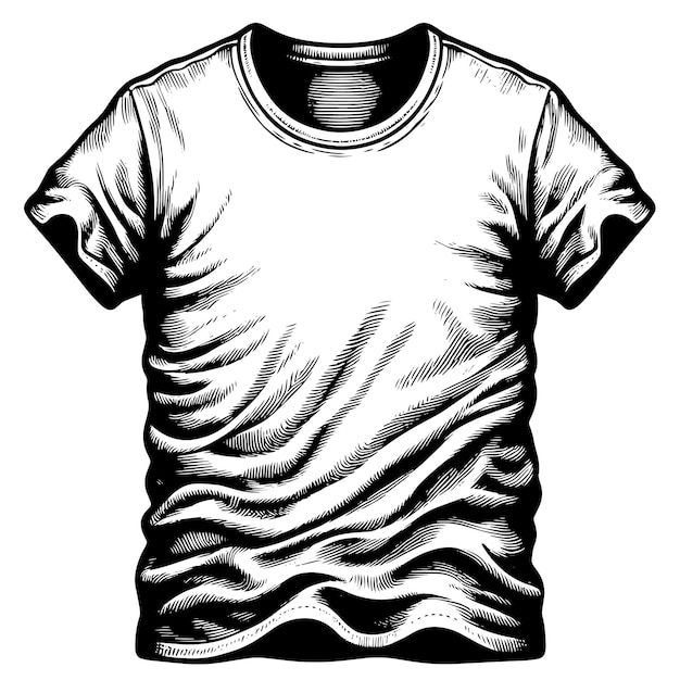 PSD czarno-biała ilustracja białej koszulki