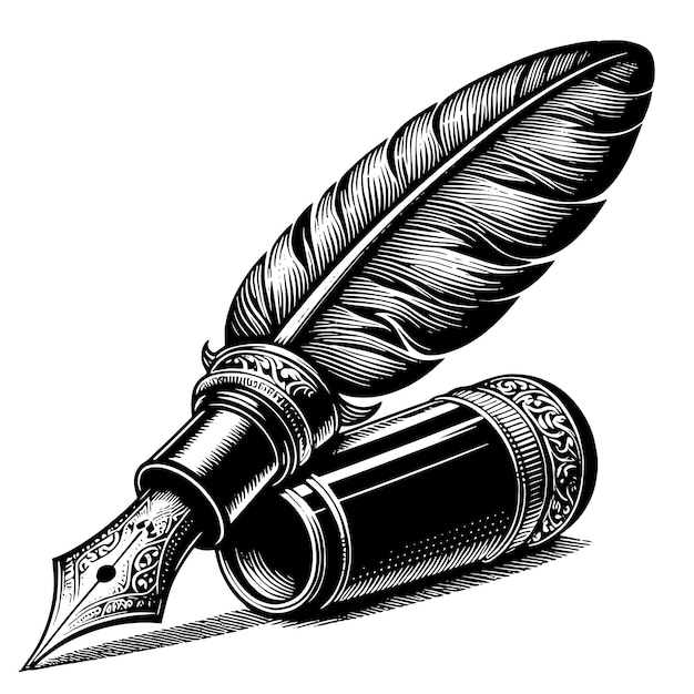 PSD czarno-biała ilustracja długopisu