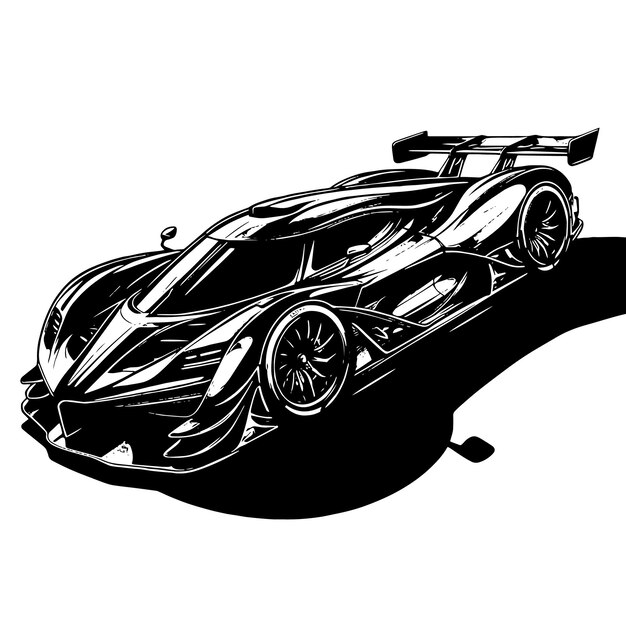 PSD czarno-biała ilustracja hypercar sports car