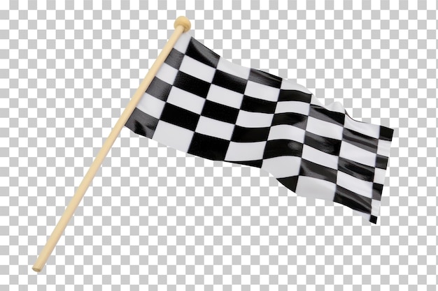 PSD czarno-biała karetowa flaga z drewnianym kijem na przezroczystym tle