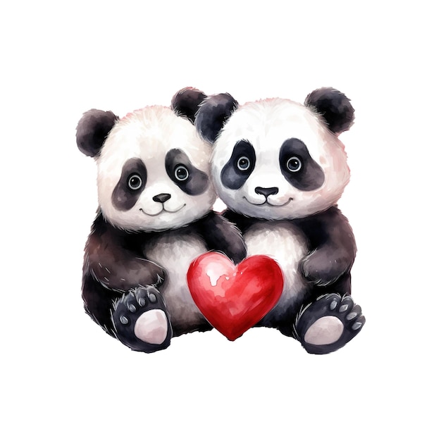 Czarno-biała Opowieść Miłosna Valentine Couple Panda Capturing Hearts With Cuteness And Affection