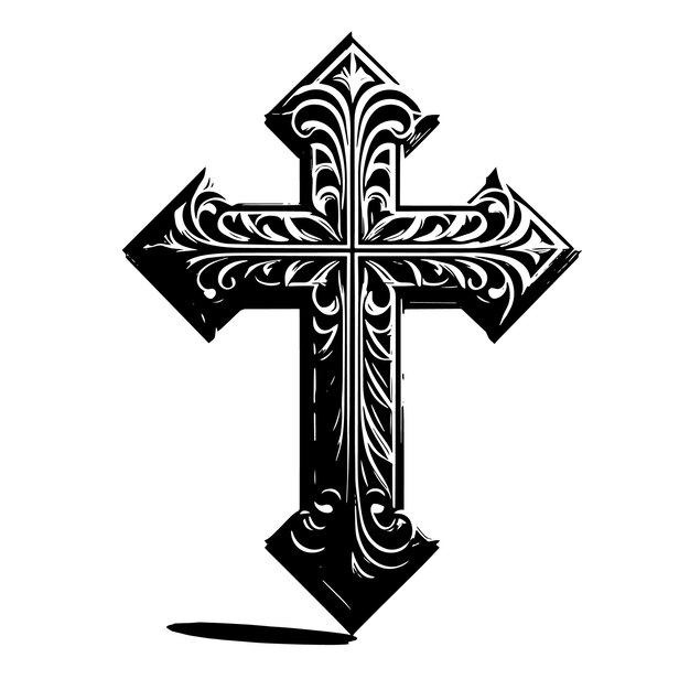 PSD czarno-biała sylwetka abstrakcyjnej ilustracji krzyża