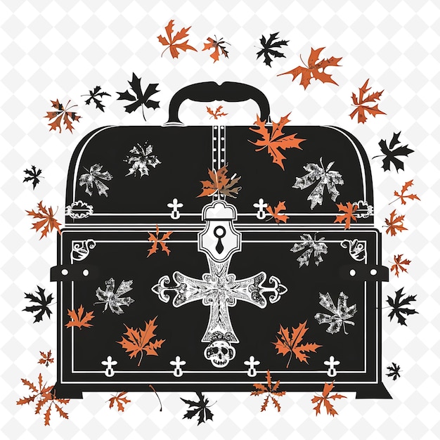 PSD czarno-białe zdjęcie czarno-białej walizki z krzyżem na górze