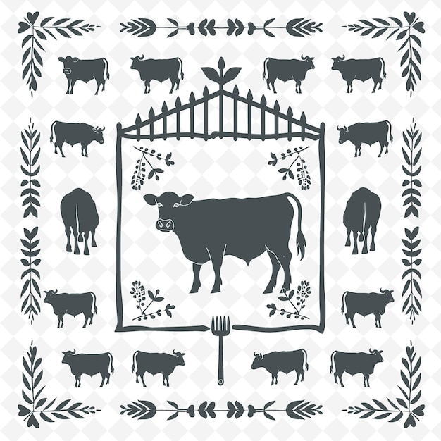 PSD czarno-białe zdjęcie krowy i znak z napisem 
