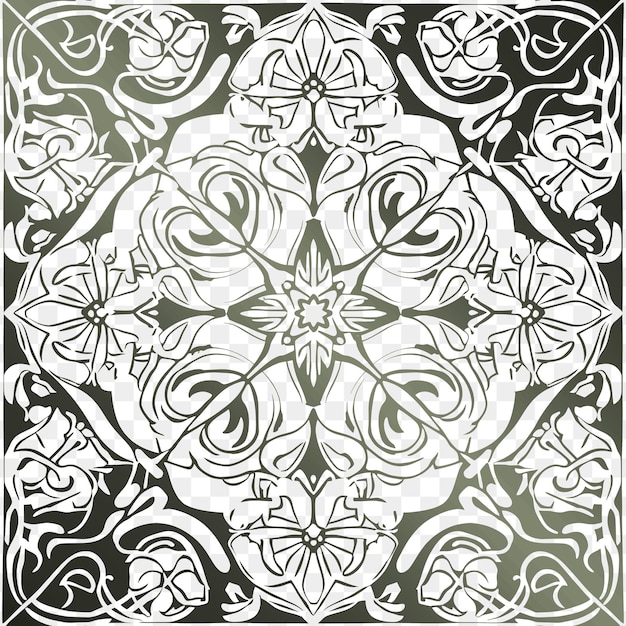 PSD czarno-białe zdjęcie kwiatowego wzoru z wzorem w środku