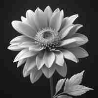 PSD czarno-biały kwiat psd na białym tle