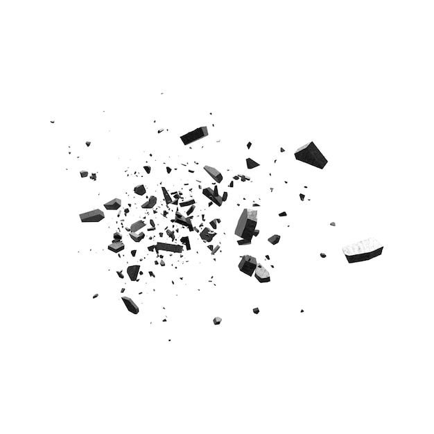 PSD czarno-biały obraz złamanej kostki lodu.