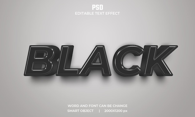 PSD czarny 3d edytowalny efekt tekstowy premium psd z tłem