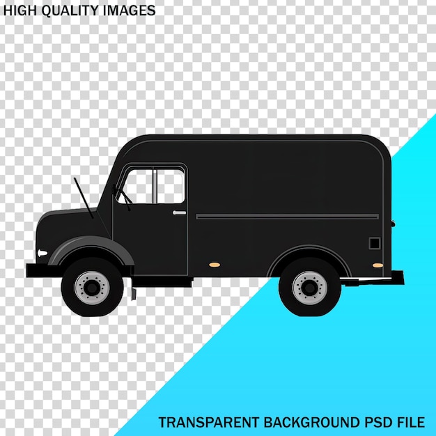 czarny furgonetka z niebieskim tłem, który mówi wysokiej jakości zdjęcia na nim