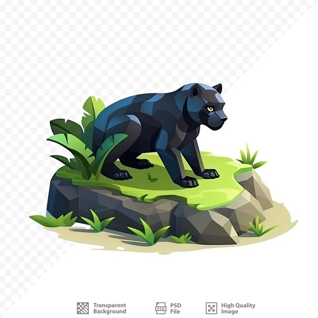 PSD czarny goryl na skale z napisem „dziki”.