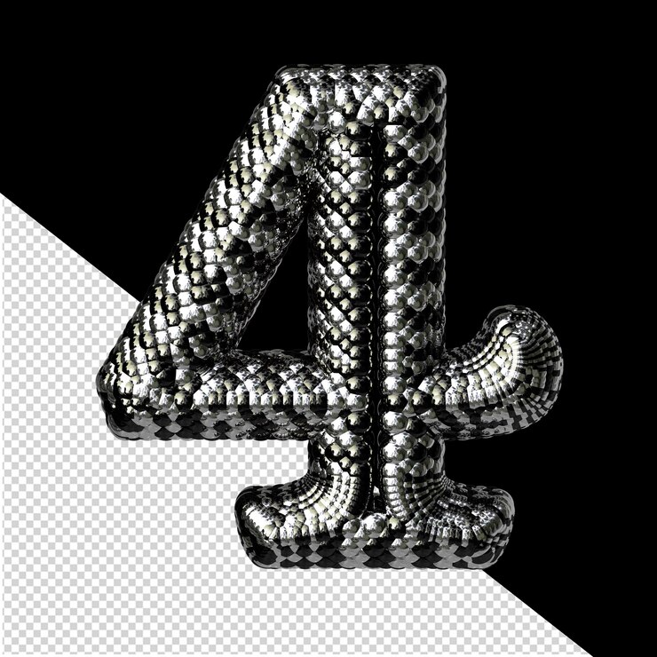 PSD czarny i srebrny symbol numer 4