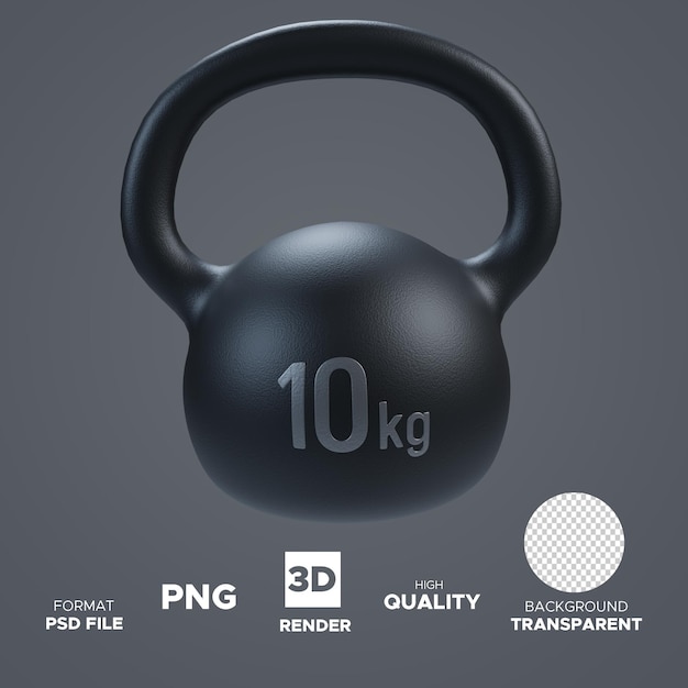 PSD czarny kettlebell z napisem 10 kg