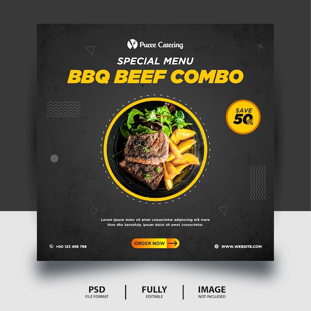 Czarny Kolor Bbq Beef Combo Social Media Post Banner