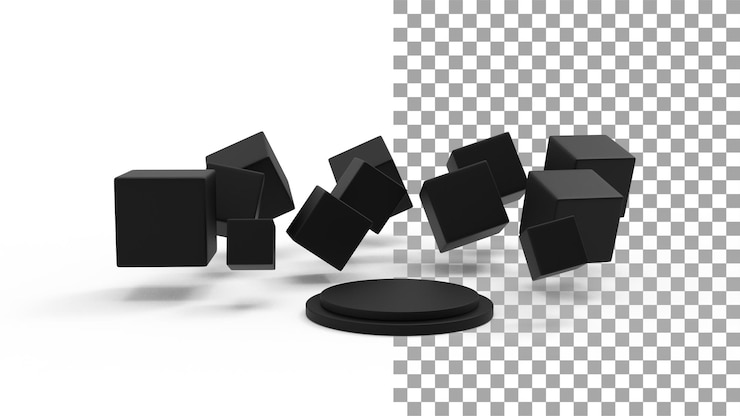 PSD czarny okrągły i kwadratowy kształt tła pojedynczego produktu z cieniem renderowania 3d