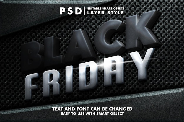 Czarny Piątek 3d Edytowalny Efekt Tekstowy Premium Psd