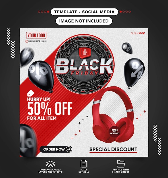Czarny piątek oferta specjalna baner mediów społecznościowych