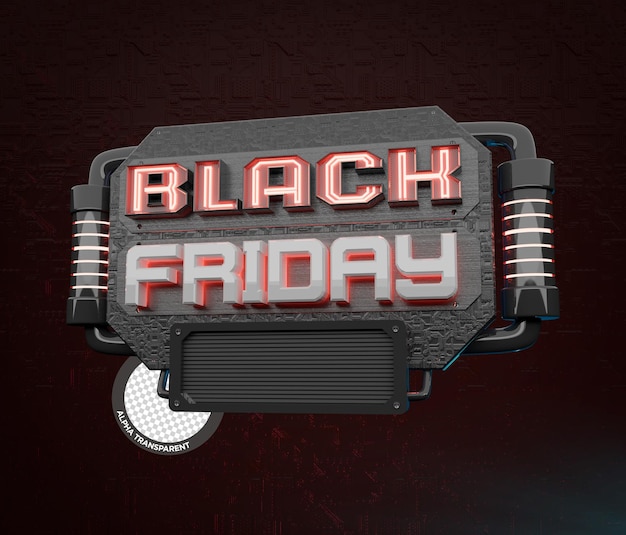 Czarny piątek, pieczątka 3d z czerwonymi diodami i miejscem na logo