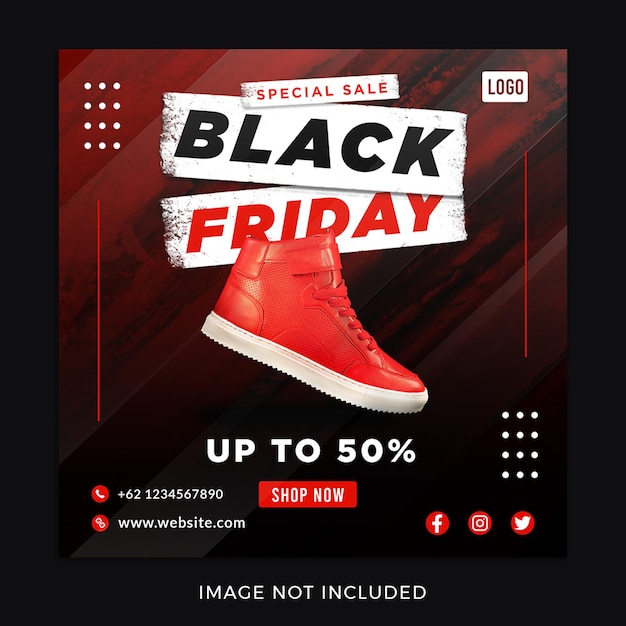 czarny piątek plakat promocyjny szablon postu w mediach społecznościowych