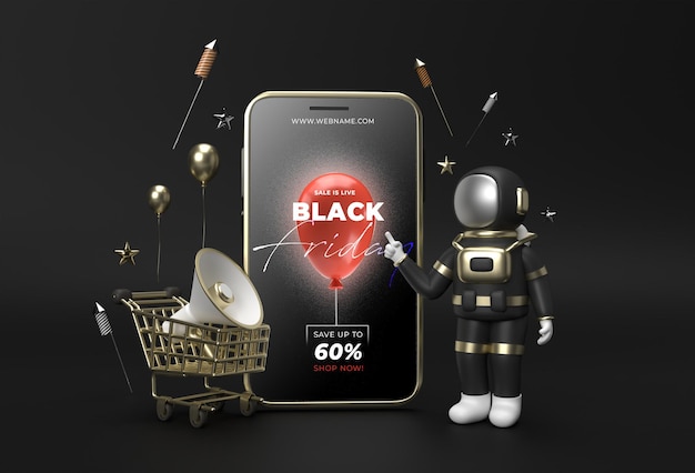 Czarny Piątek Sprzedaż Szablon Transparent Mobile Makieta.