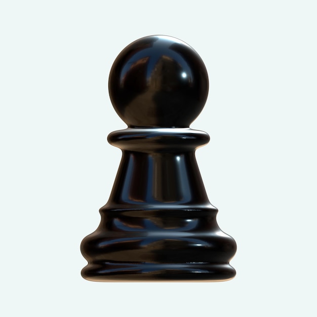 Czarny pion szachowy 3D Render PNG