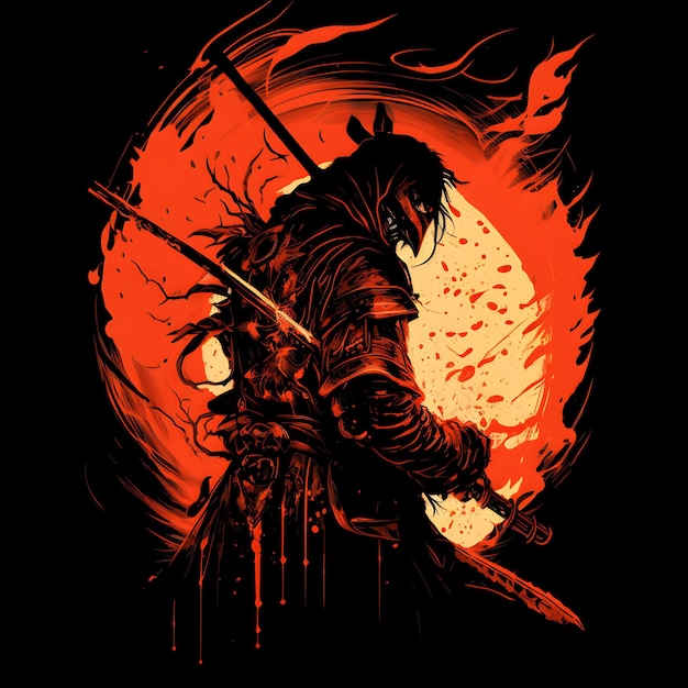 Czarny Samuraj śmierci Na Czarnym Tle 4096px Png Malarstwo Styl Artystyczny Dla Projektu Clipartów Tshirt