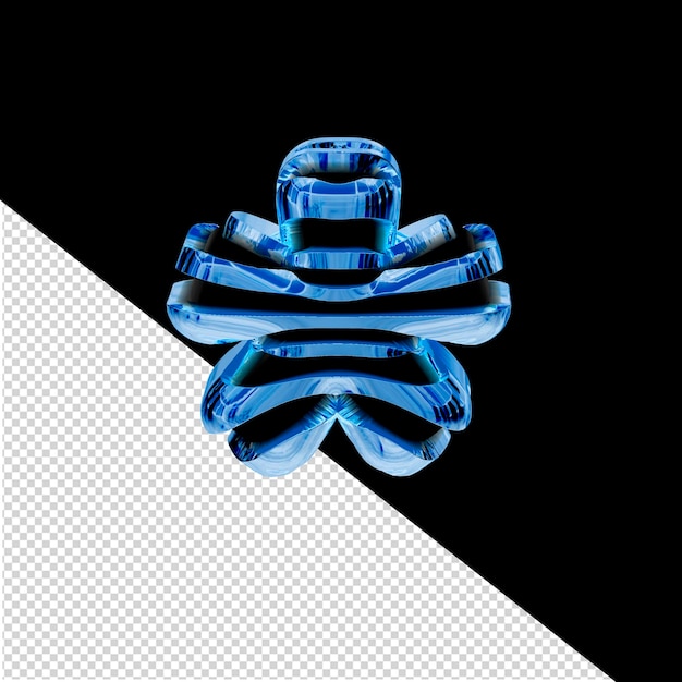PSD czarny symbol 3d z niebieskimi paskami lodowymi