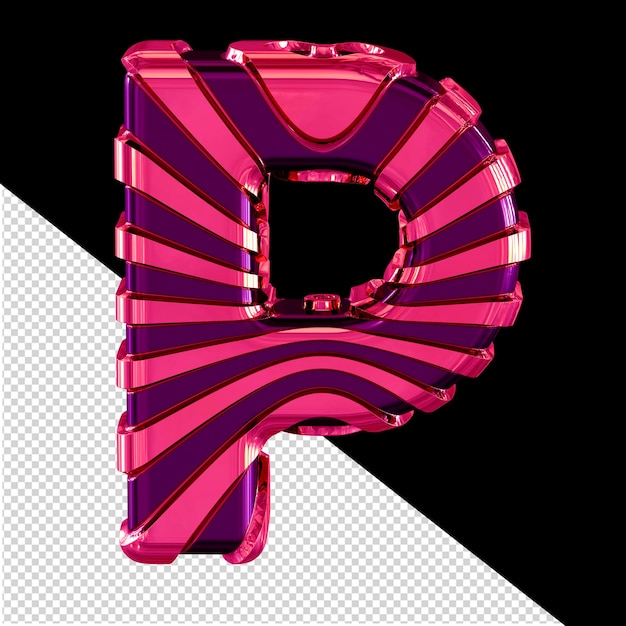 PSD czarny symbol z różowymi paskami 3d i literą p