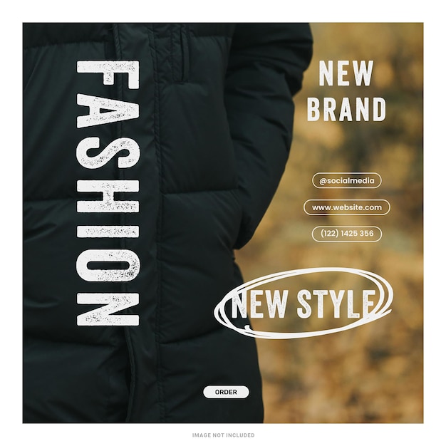 CZARNY TEMAT Nowy styl mody Sprzedaż szablon postów na Instagramie psd design