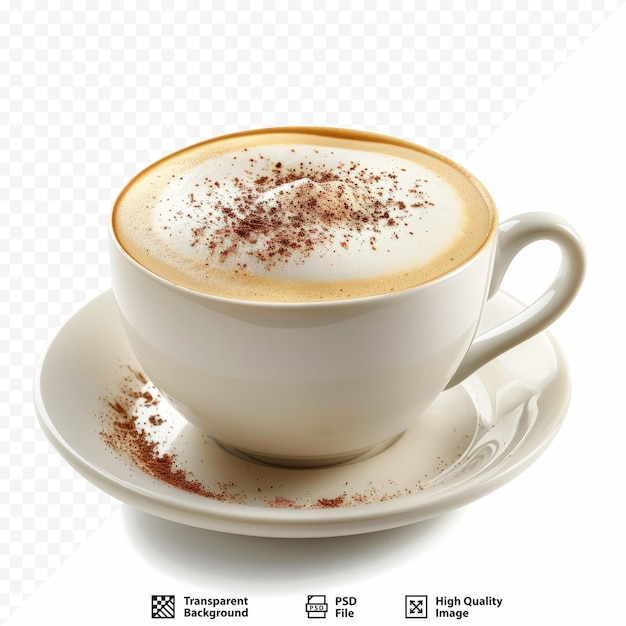 PSD czas kawy filiżanka cappuccino kawa i piwo z pianką na szczycie izolowane na białym izolowanym tle