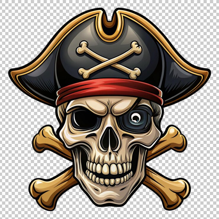 PSD czaszka i skrzyżowane kości pirat jolly roger grim reaper kreskówka