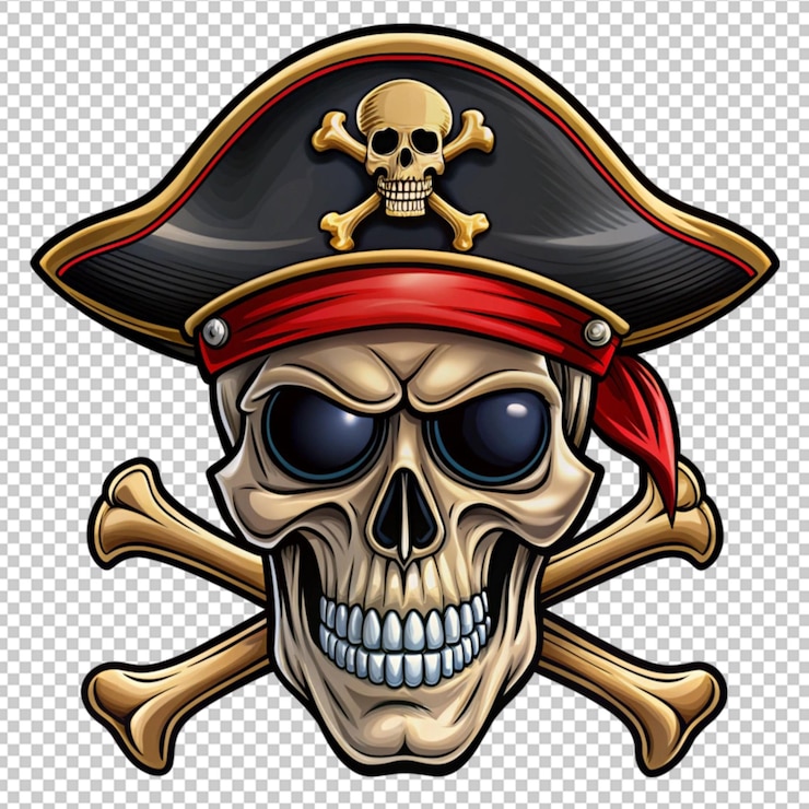 PSD czaszka i skrzyżowane kości pirat jolly roger grim reaper kreskówka