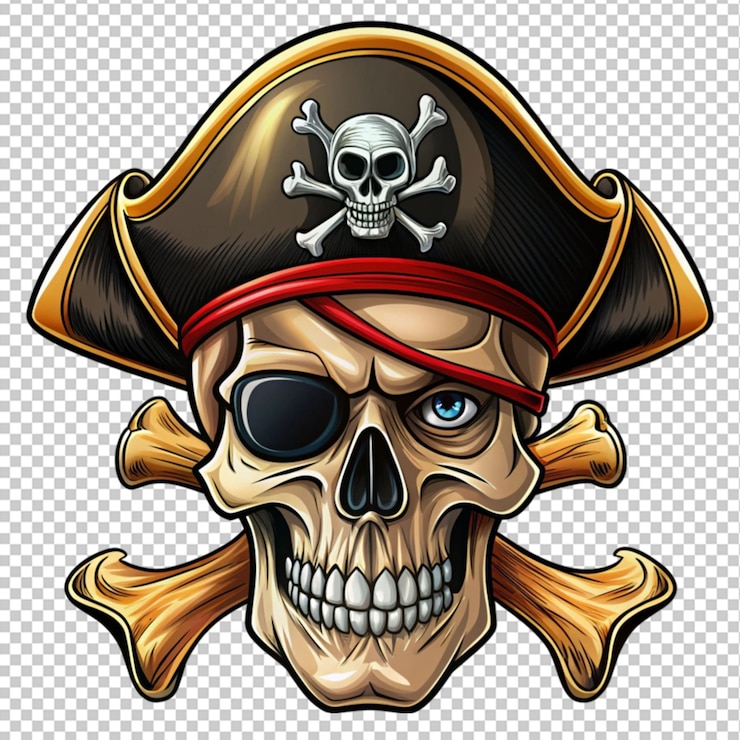 PSD czaszka i skrzyżowane kości pirat jolly roger grim reaper kreskówka