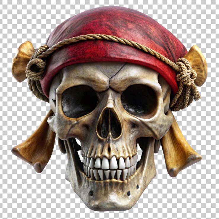 PSD czaszka pirata na przezroczystym tle