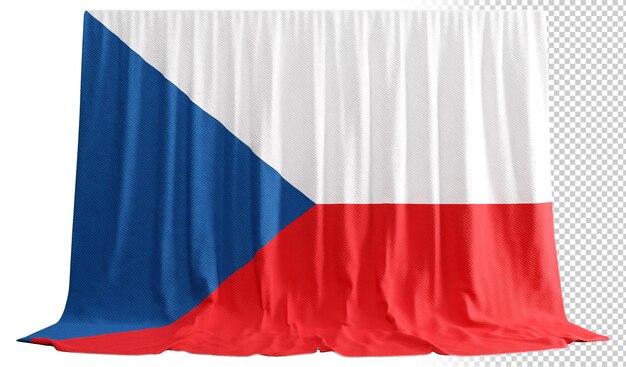 PSD czech flag curtain in 3d rendering czech republic's resilience