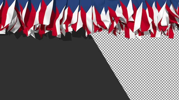 Флаг Чешской Республики. Различные формы тканевых полос, свисающих с верхнего 3D-рендеринга