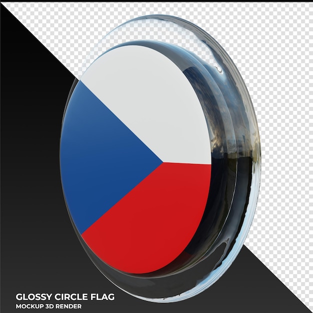 Czech republic0002 realistic 3d textured glossy circle flag