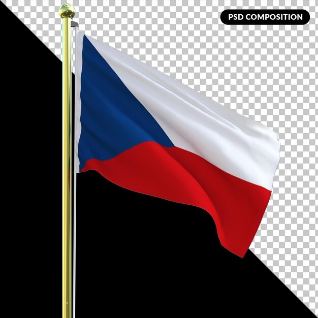 PSD czechrepublic national flag isolated 3d premium psd