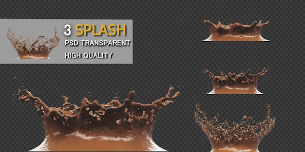 Czekolada Splash Z Kropelkami Renderowania 3d