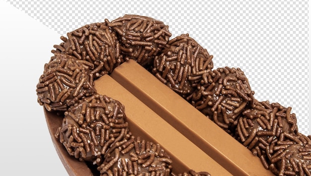 PSD czekoladowe jajko z typowym brazylijskim brigadeiro dla smakoszy na przezroczystym tle