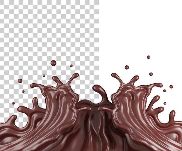 PSD czekoladowy plusk ze ścieżką przycinającą, renderowanie 3d, ilustracja 3d premium psd