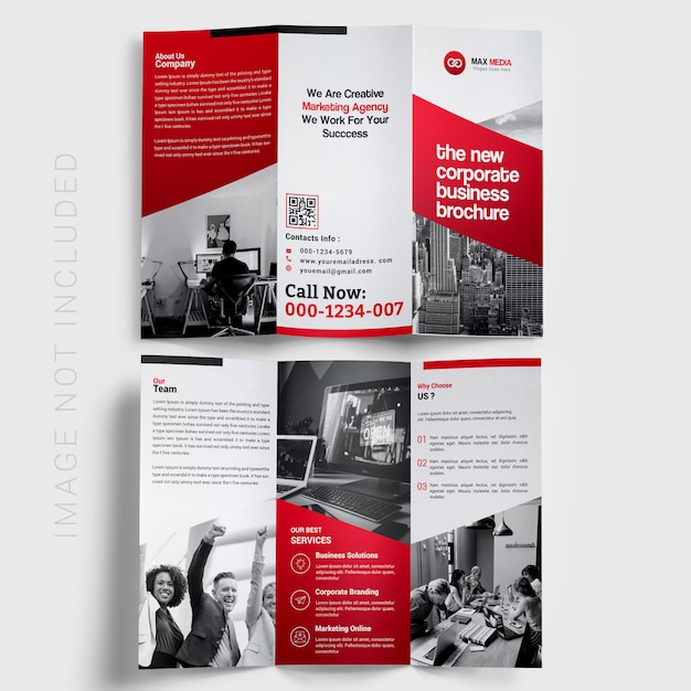 PSD czerwona broszura trifold