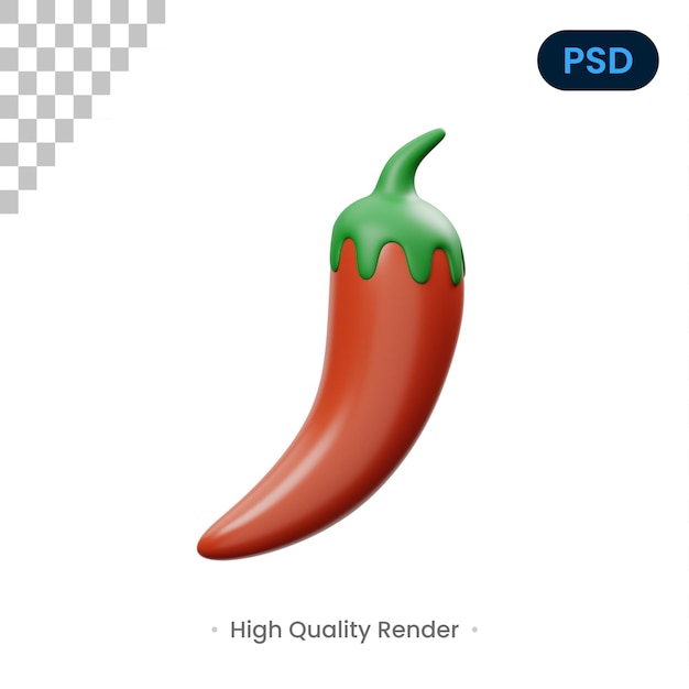 Czerwona Chili Ikona 3D Premium Psd