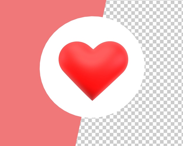 PSD czerwona ikona serca miłości 3d