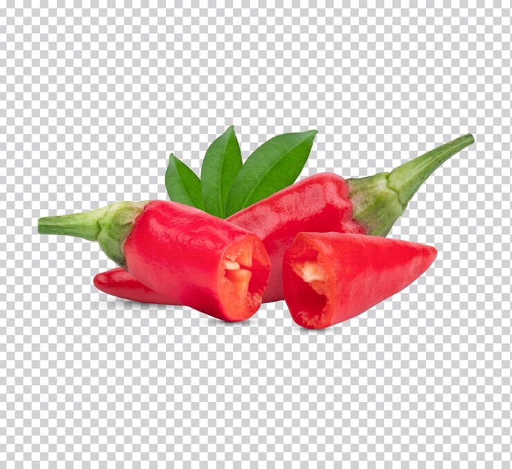 Czerwona papryczka chili; wyizolowany plasterek papryczki chili