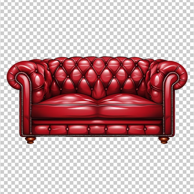 Czerwona skórzana kanapa realistyczna ilustracja na białym tle