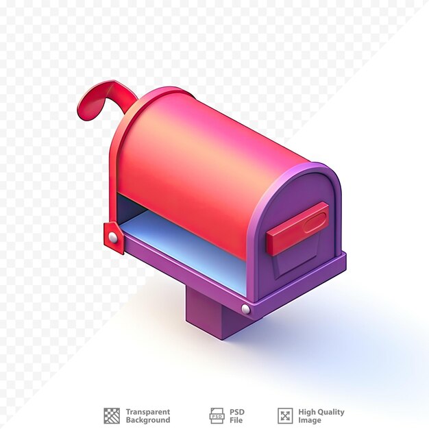 PSD czerwona skrzynka pocztowa z czerwonym uchwytem z przodu