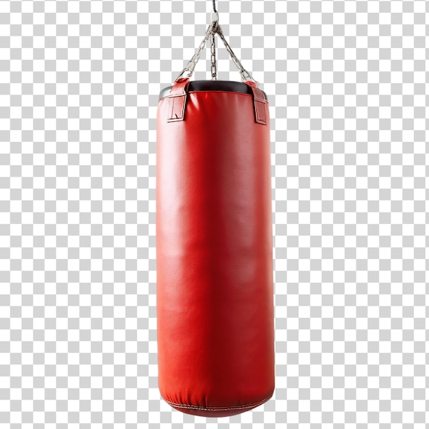 PSD czerwona torba bokserska izolowana na przezroczystym tle