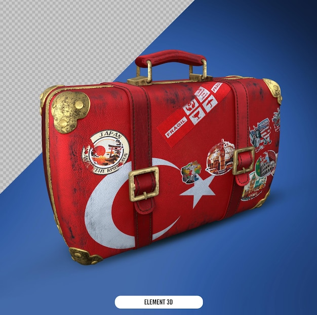 PSD czerwona walizka z turecką flagą